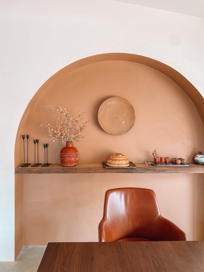 Arch Shelf in Dining Room at Oeste in Yucca Valley