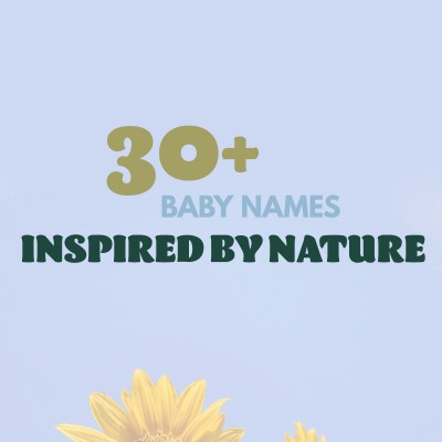 Nature Baby Names Text Above Yellow Sunflower Against Blue Sky