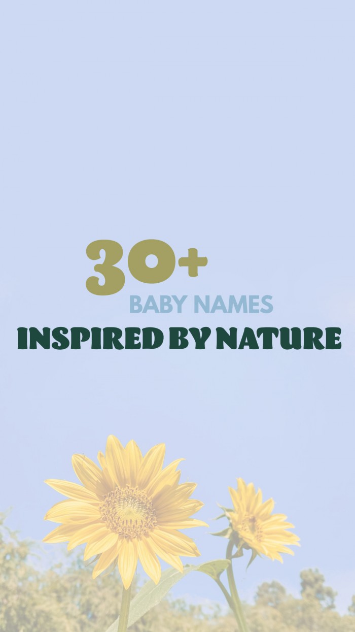 Nature Baby Names Text Above Yellow Sunflower Against Blue Sky