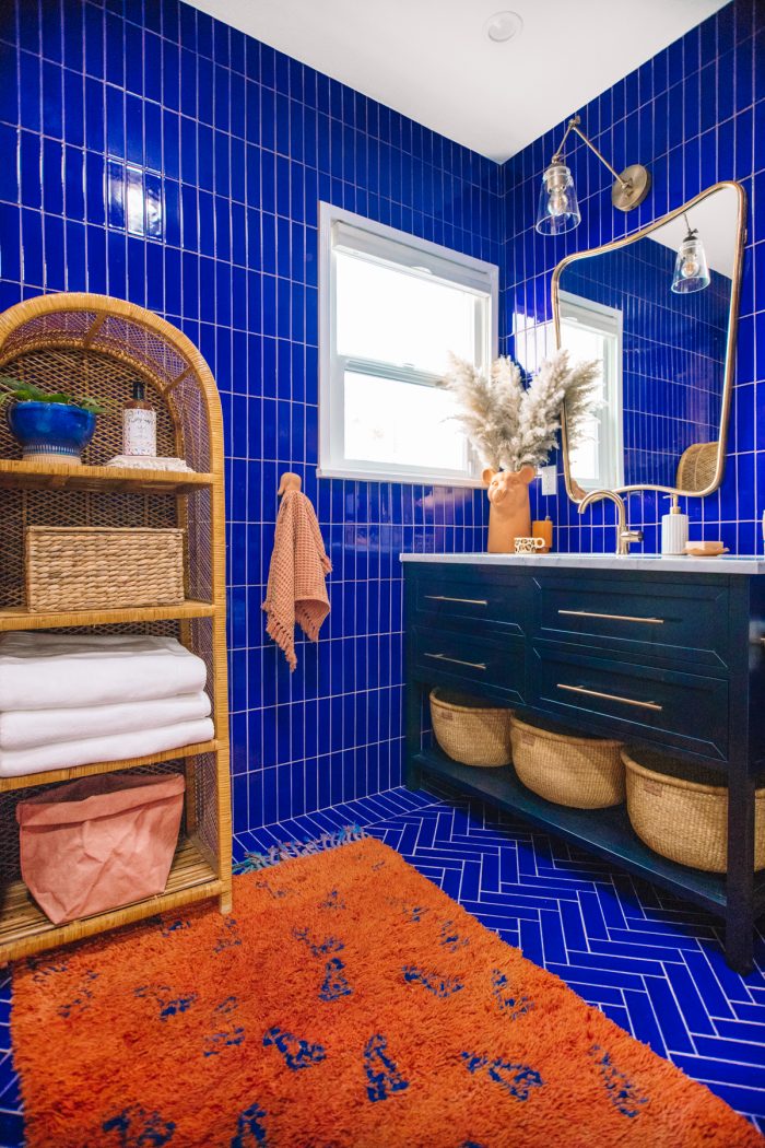 Blue and Terra Cotta Bathroom Renovation