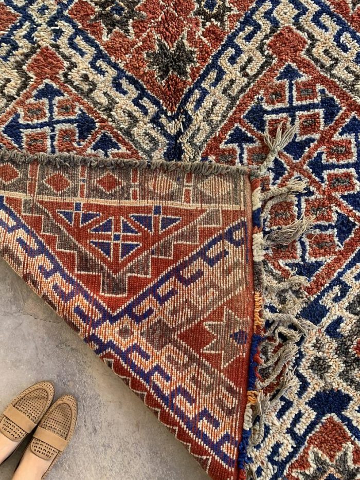 Blue and Terracotta Moroccan Marmoucha Rug