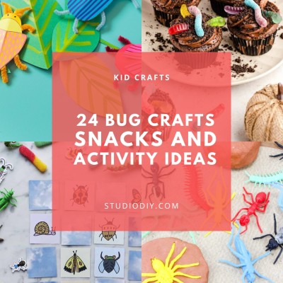 collage of bug crafts and activities