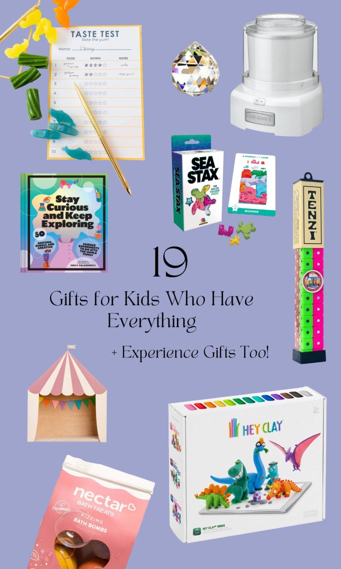 Collage of gifts for kids who have everything