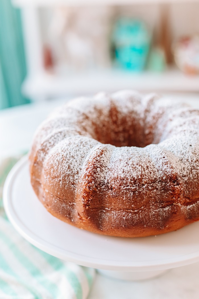 bundt cake on a cake stand