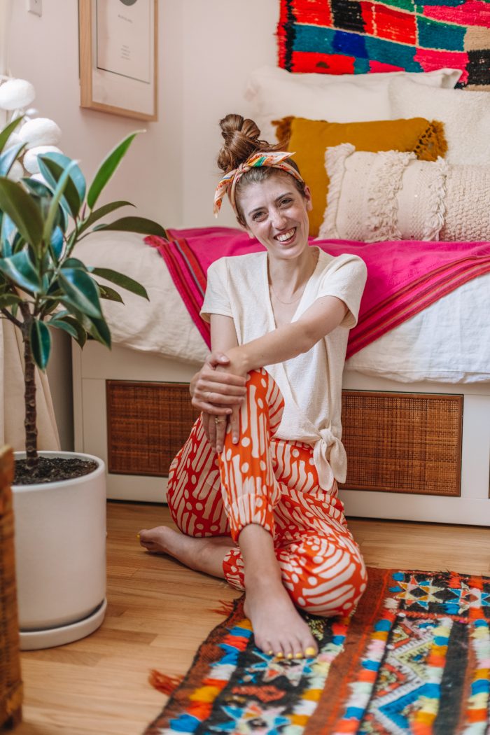 Kelly Mindell in her colorful home office and guest room