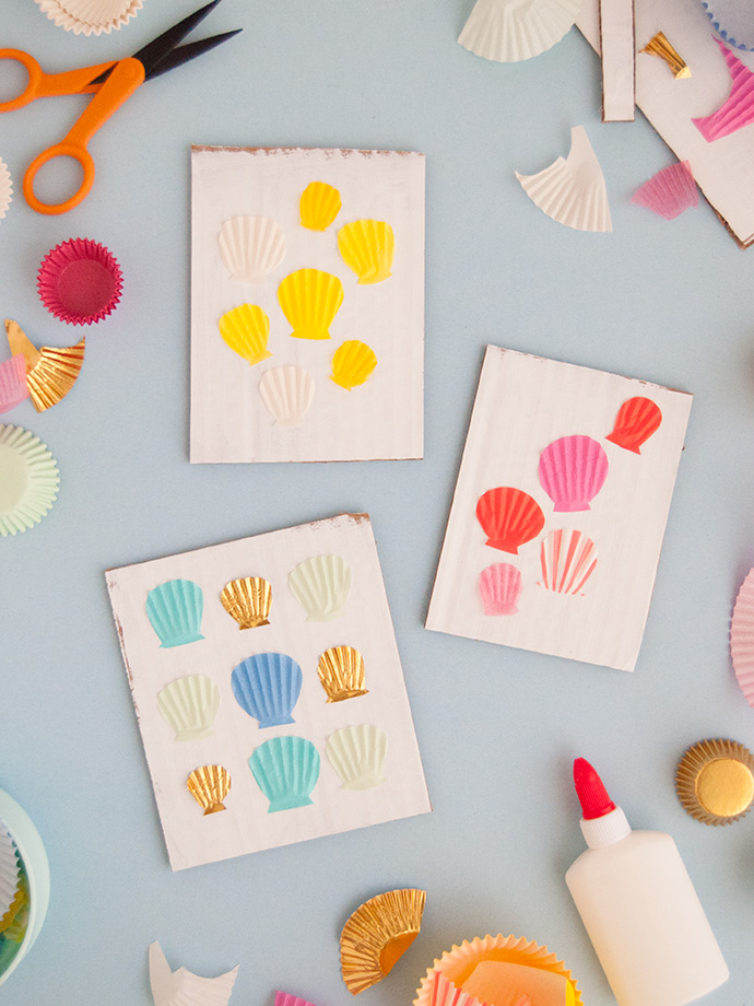 Cupcake paper seashell art craft