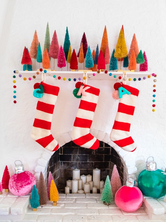 DIY Felted Stripe Christmas Stockings