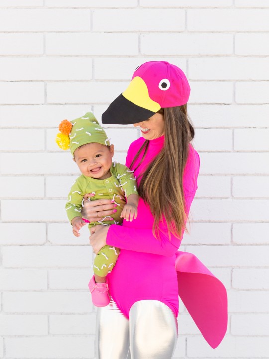 DIY Lawn Flamingo Costume + Cactus Baby Costume