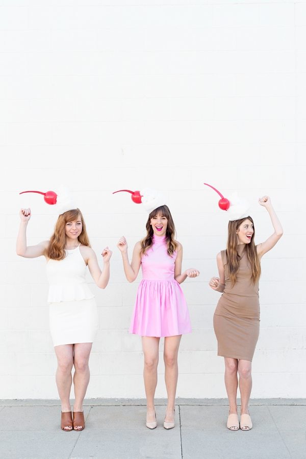 Three Women in Milkshake Halloween Costumes