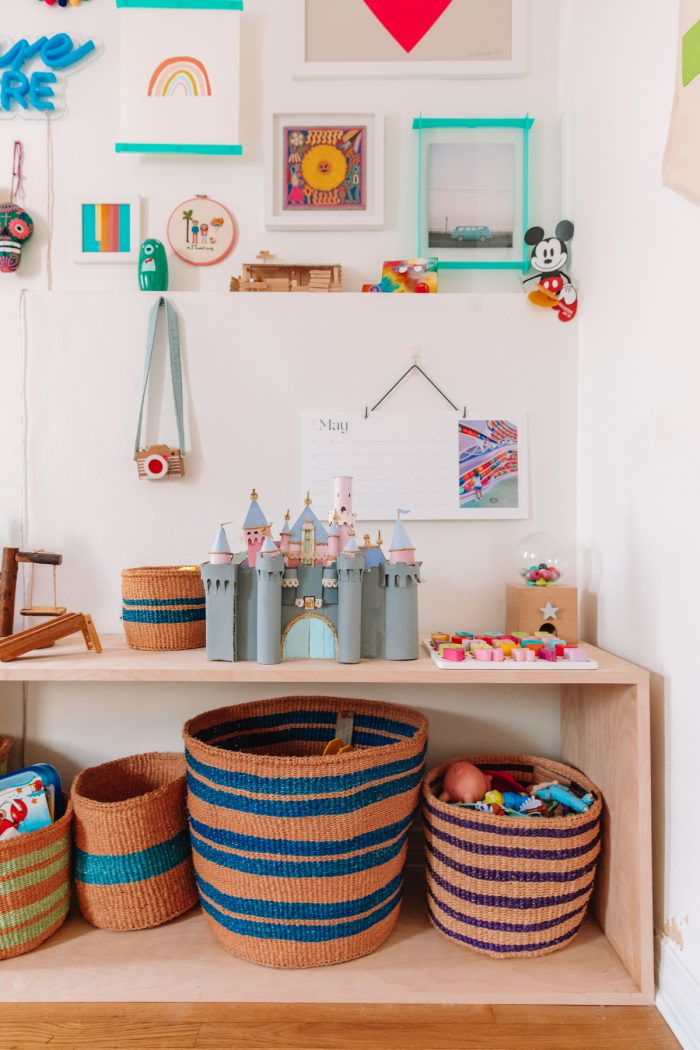 A room with many items on a shelf