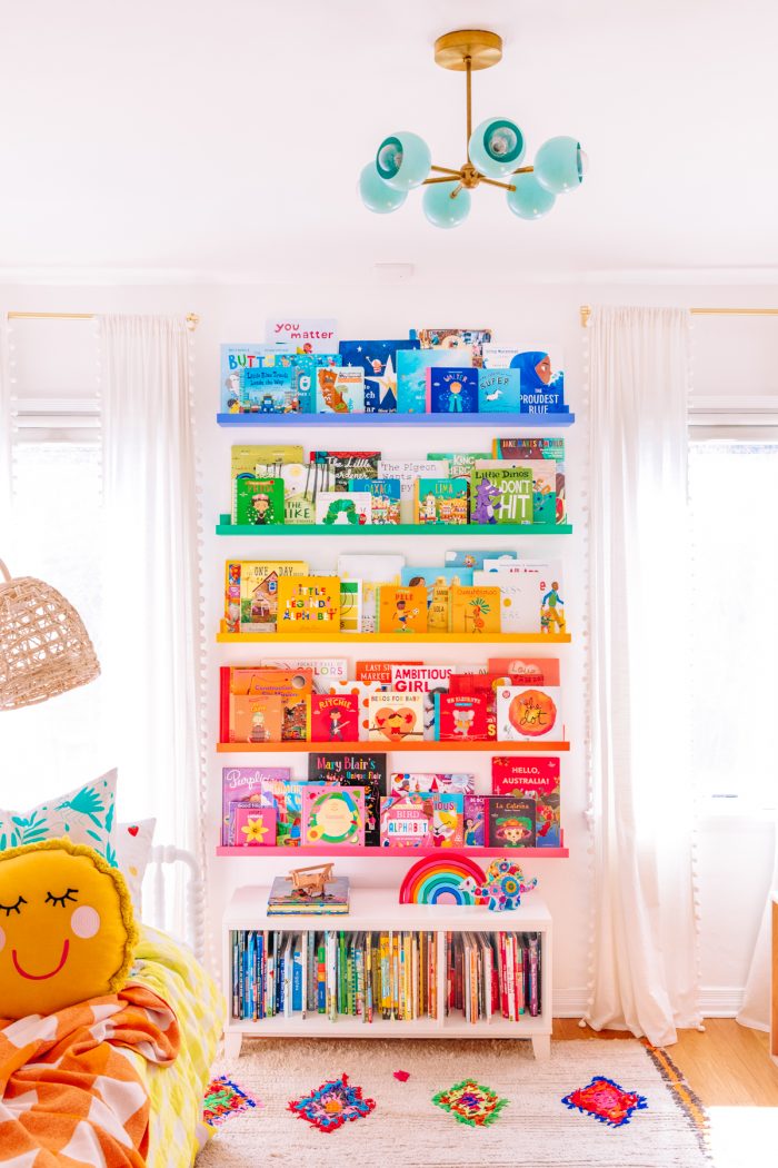 Rainbow colored shelf