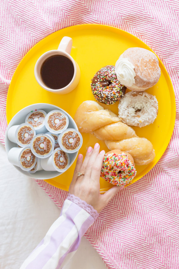 Food on a yellow tray 