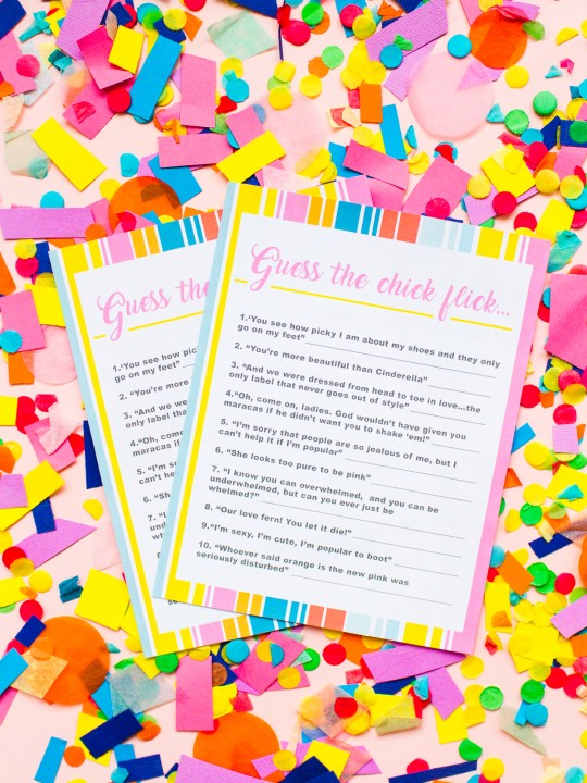 Free Printable Chick Flick Game