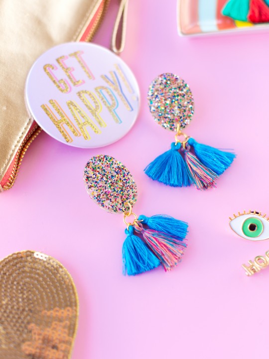 DIY Glitter Tassel Earrings