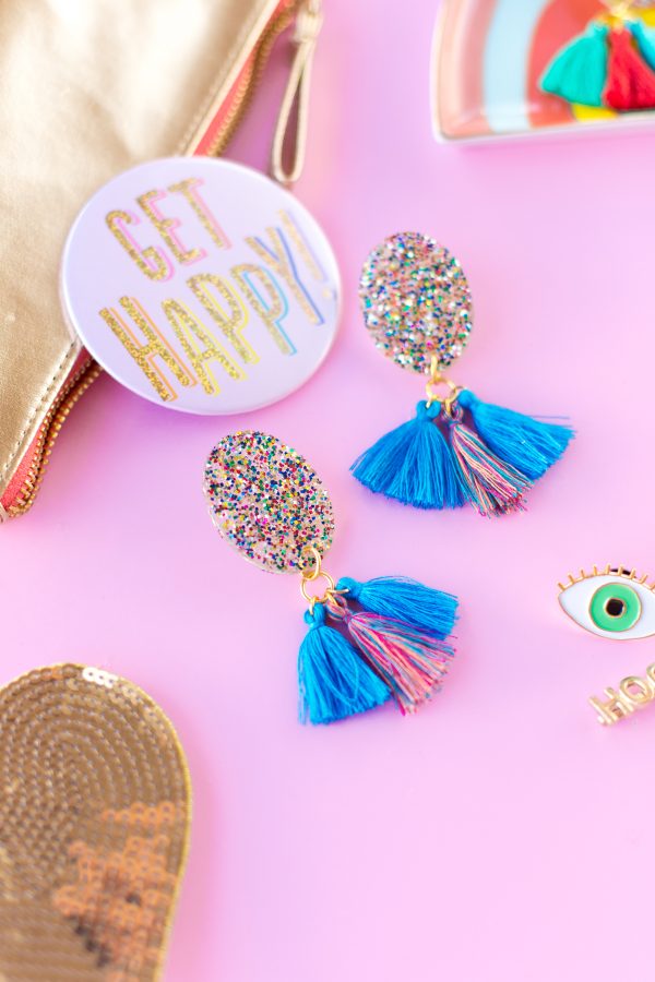 DIY Glitter Tassel Earrings