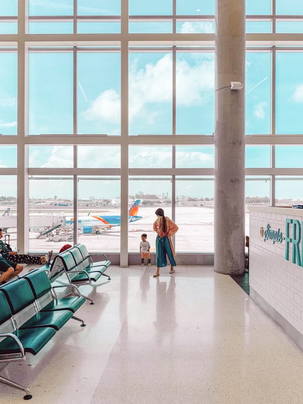 Two people in an airport