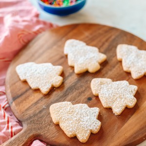 Lemon Shortbread Cookies on a wood board