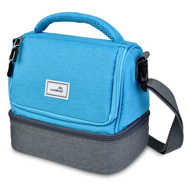 Blue Lunchbots Lunch Bag on a white background