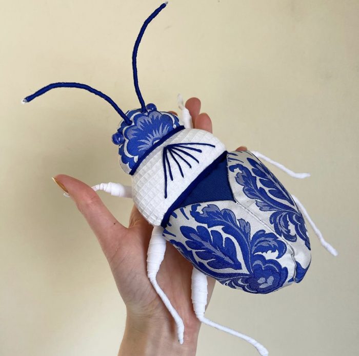 Molly Burgess Designs Blue and White Beetle