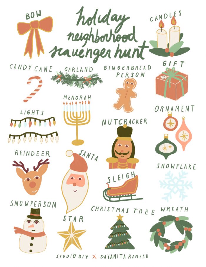 Neighborhood Holiday Scavenger Hunt (Free Printable!)