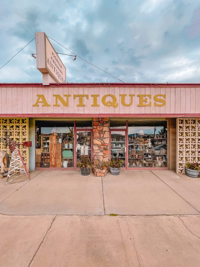 Pioneer Crossing Antiques Storefront in Yucca Valley