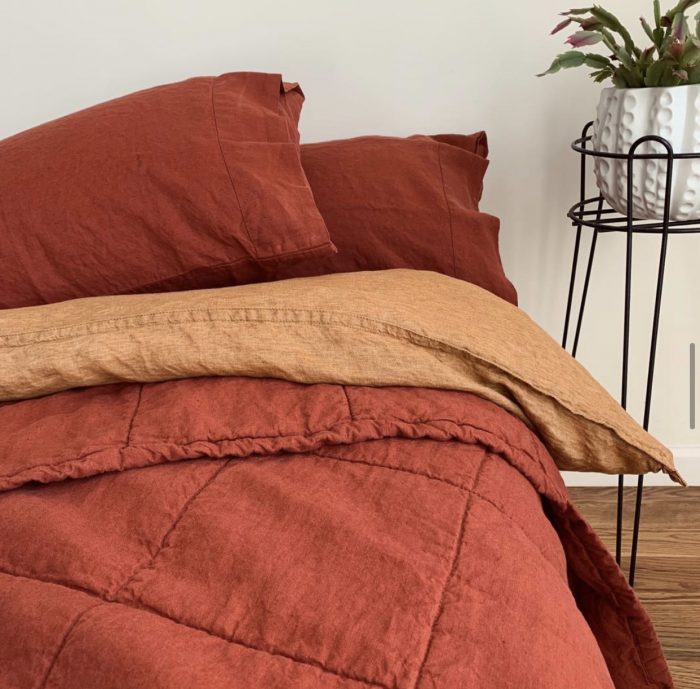 Orange and Terracotta Linen Bedding