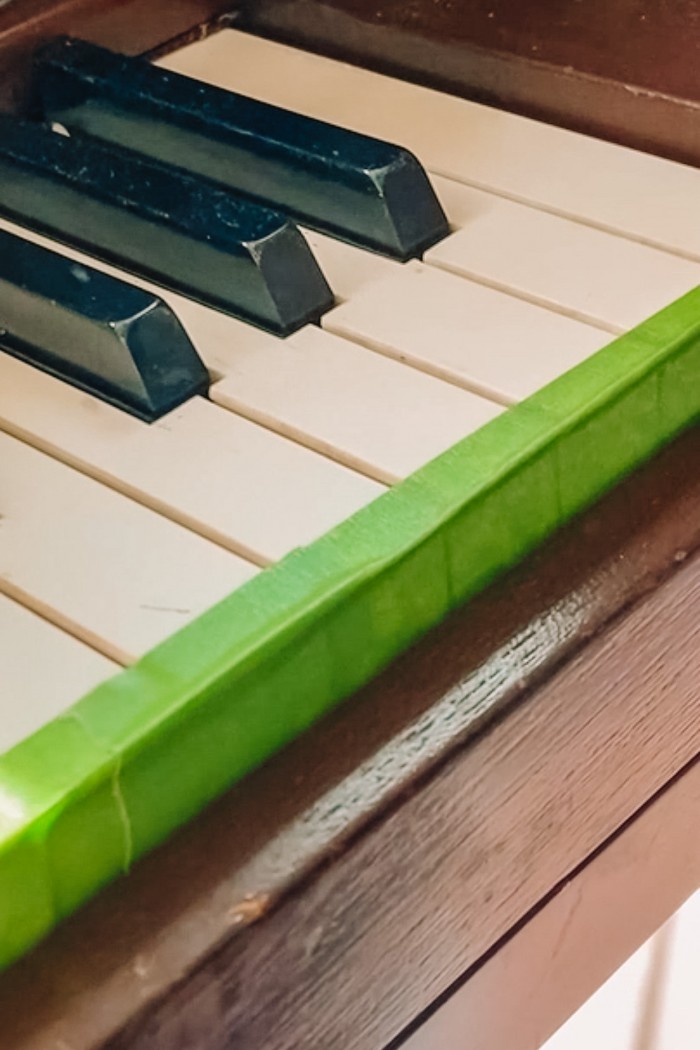 Covering piano keys in painter's tape