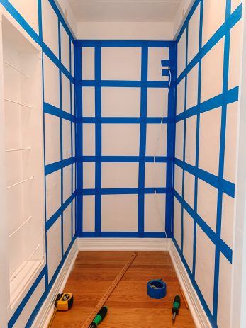 Painter's Tape Grid on Wall for Wallpaper