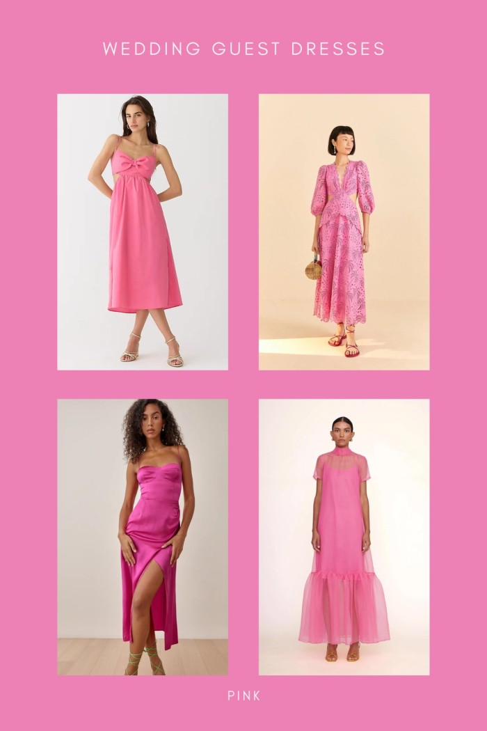 collage of pink dresses