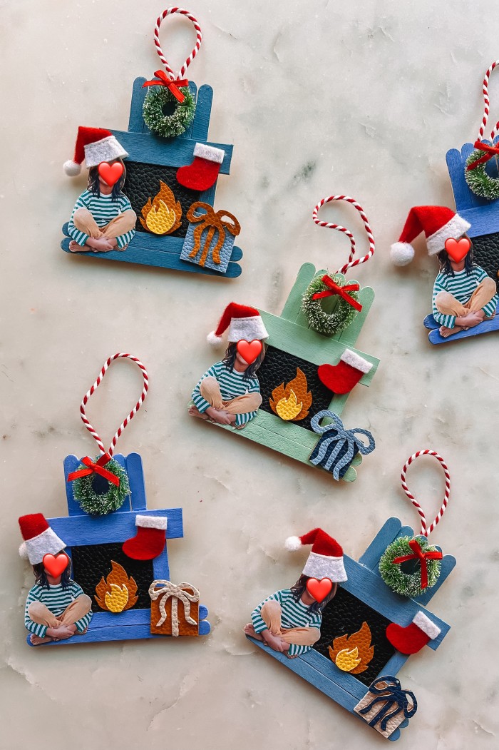 popsicle stick ornaments turned into fireplaces