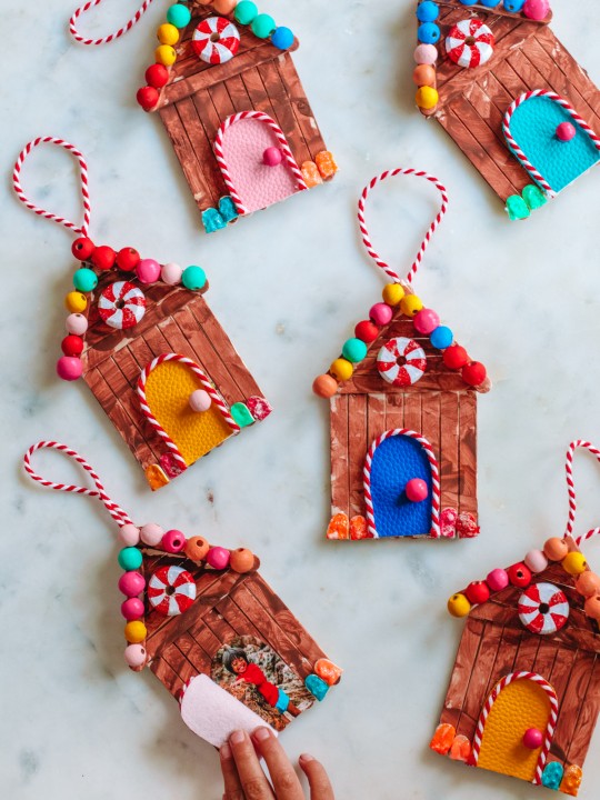 DIY Popsicle Stick Gingerbread House Ornaments