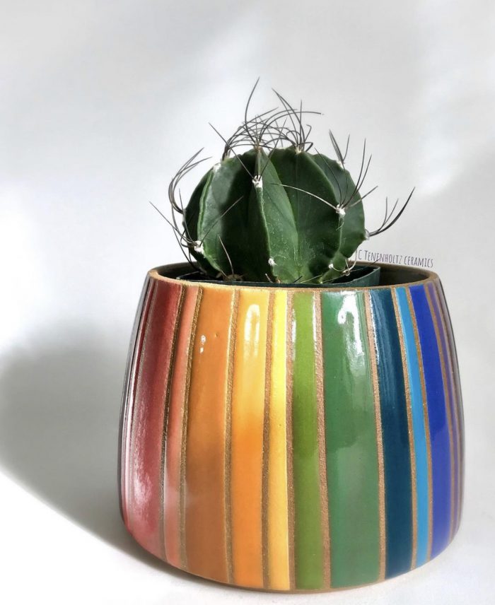 Rainbow Ceramic Planter Designed by Christine Tenenholtz