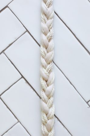 A close up of a braided rope