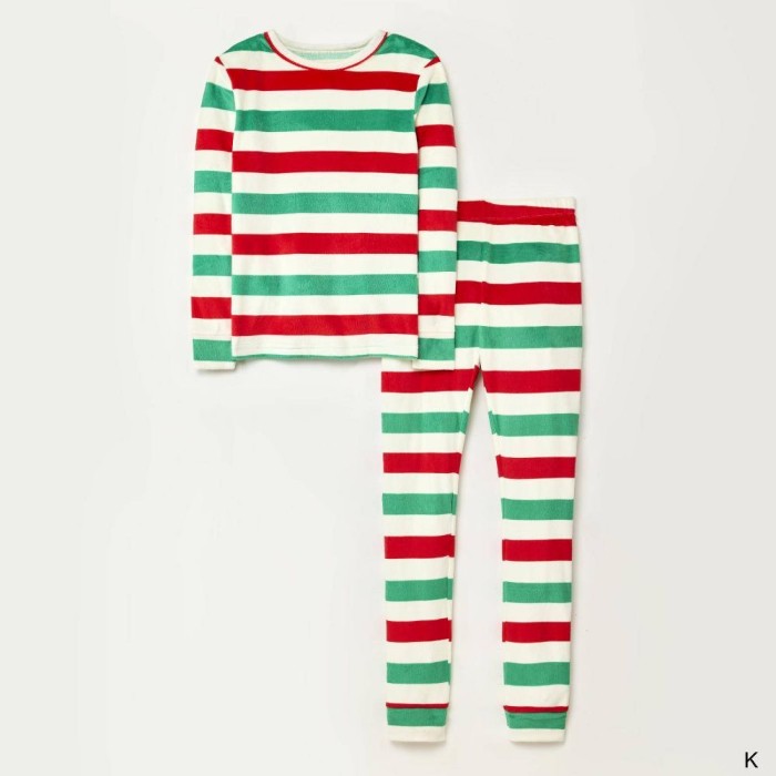 wide red and green stripe pajamas