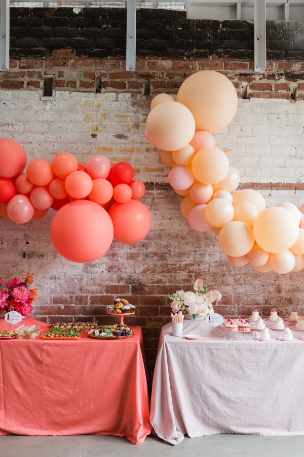 Pink tables with balloons