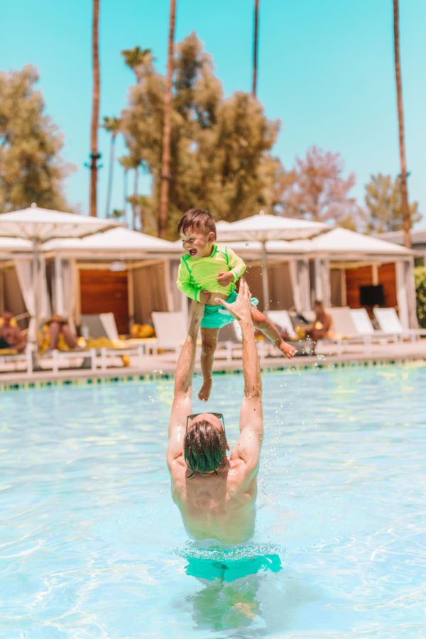 A little boy in a pool