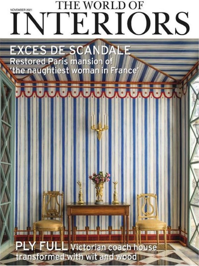 The world of Interiors November 2021 cover of a Paris mansion 