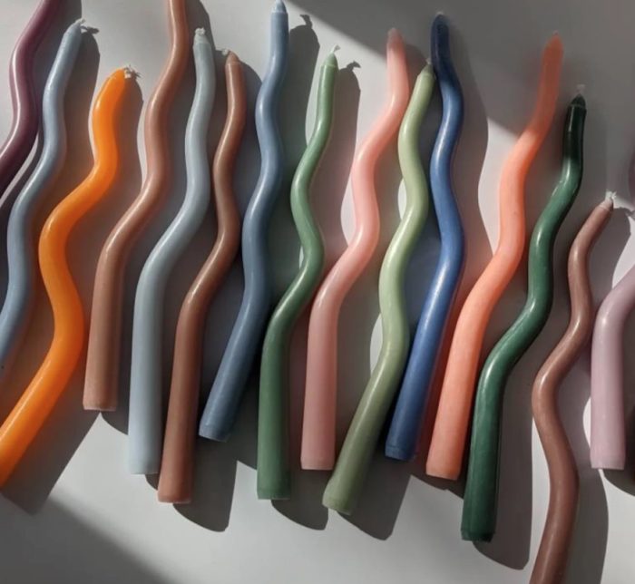 Colorful twisted taper candles