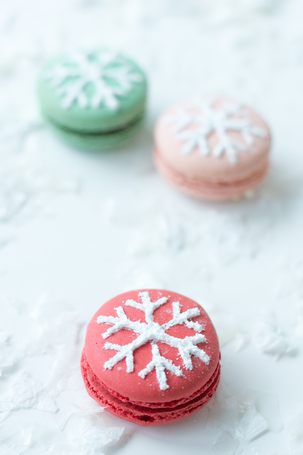 Snowflake Stenciled Macarons