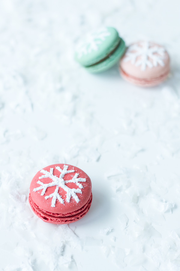 Snowflake Stenciled Macarons