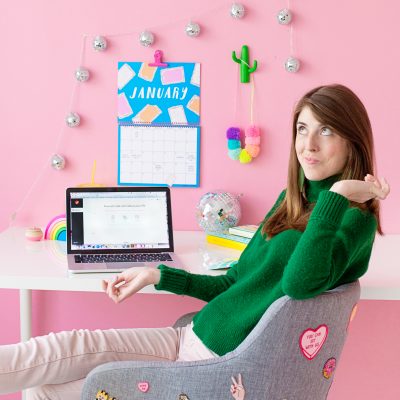 Someone sitting at a desk