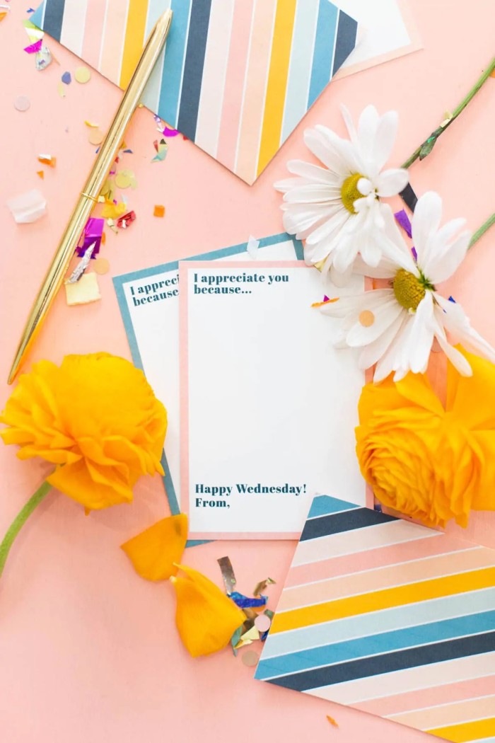 teacher appreciation cards on peach background