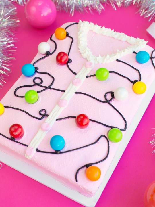 A cake that looks like an ugly Christmas sweater