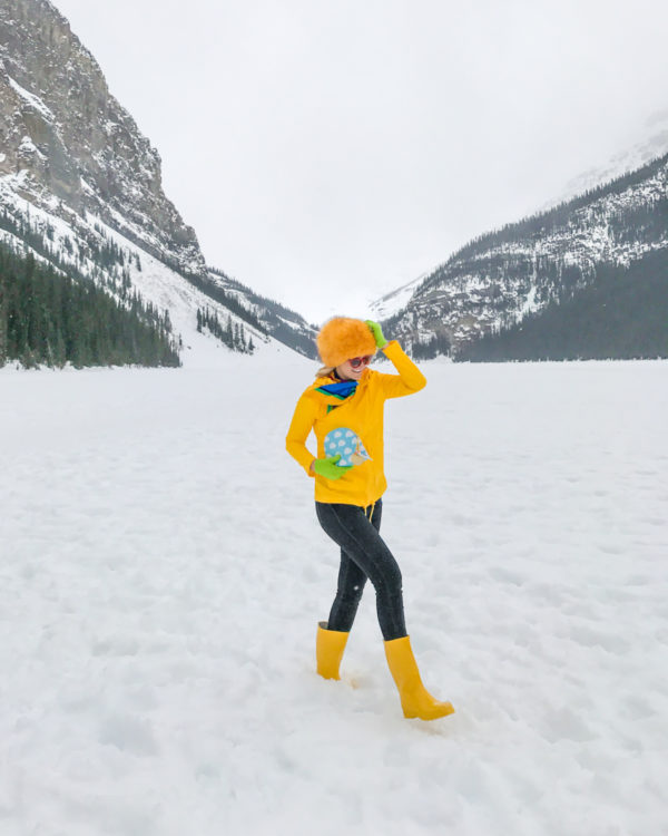 A person walking in the snow