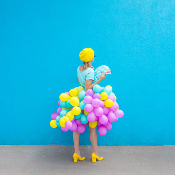 A woman in a balloon skirt